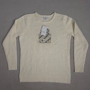 Croft & Barrow Sequin Gift Sweater Sparkle Holiday Crew Neck‎ Top Size S